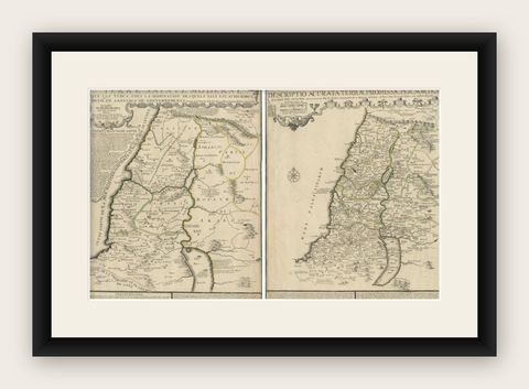 1720 Maps of the Holy Land: Ancient and Modern by De Fer and Danet, shown framed