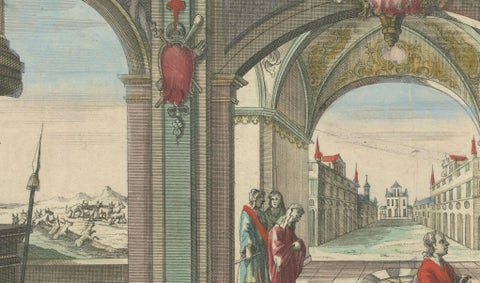 Joseph and Pharaoh, Antique Vue d’Optique by Probst, c.1770, close-up 3