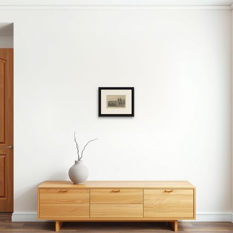 Antique Print of of St John's Church near Niederlahnstein, Germany, shown framed on a wall, true to size