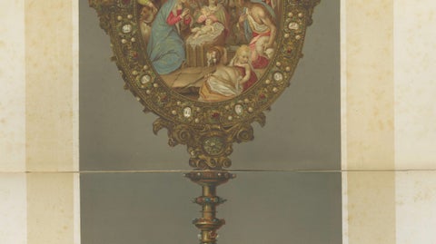 Antique Chromolithograph Monstrance Reiche Kapelle Munich Sacred Object, 1874, close-up 6