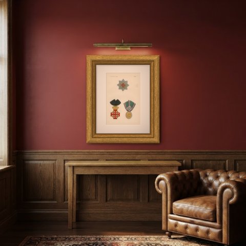 Holy Land and Tunis, Jerusalem Cross and Tunisian Badge, Plate LXXXII, 1844, shown framed in a room, true to size
