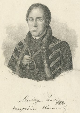 Imre Szalay, Canon of Veszprém, Engraved Portrait, Pest, circa 1840