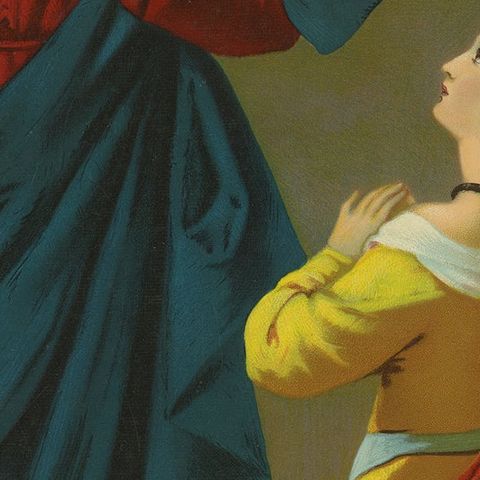 Jesus Appears to Mary Magdalene, Antique German Chromolithograph, c. 1895, close-up 5