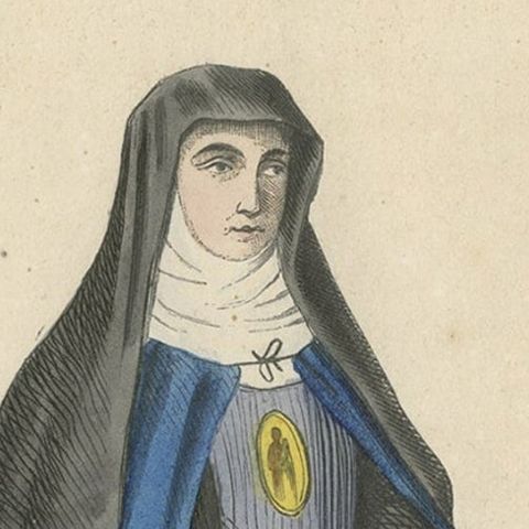 Antique Print of a Nun of Order of Visitation of Holy Mary in Flandres, Belgium, close-up 2