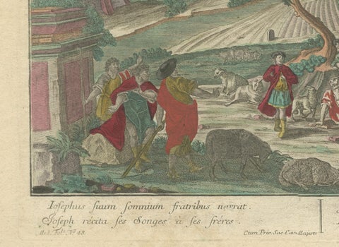 Optica Print of Joseph Relating His Dream to His Brothers, 1770, Biblical Scene, close-up 3