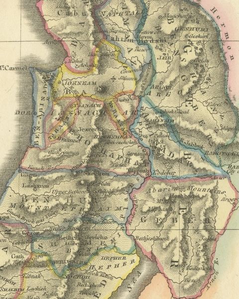 Antique Map of Solomon's Purveyorships in Israel, Wyld, 1823, close-up 2