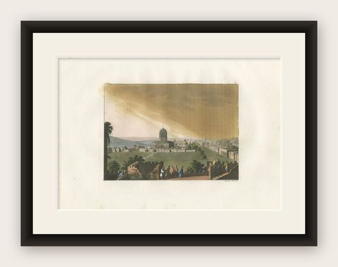 Antique Print of a Mosque of Solomon's Temple by Ferrario '1831', shown framed