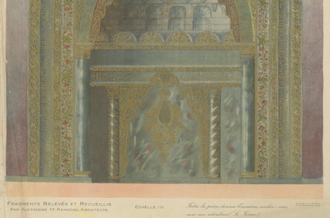 Original Alexandre Raymond Lithograph of the Ulu Mosque Mihrab, Bursa, 1924, close-up 3