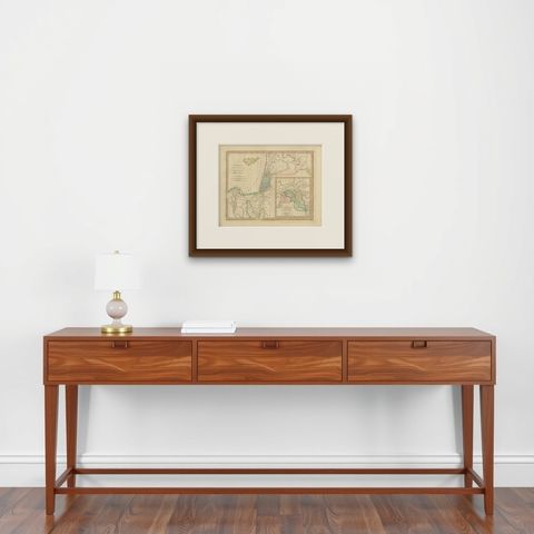 Places Recorded in the Five Books of Moses, Biblical Holy Land Map, 1827, shown framed on a wall, true to size