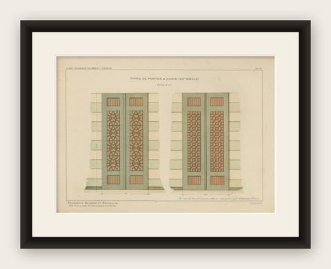 Seljuk Geometric Door Designs of Konya, Islamic Architecture, Raymond 1924, shown framed