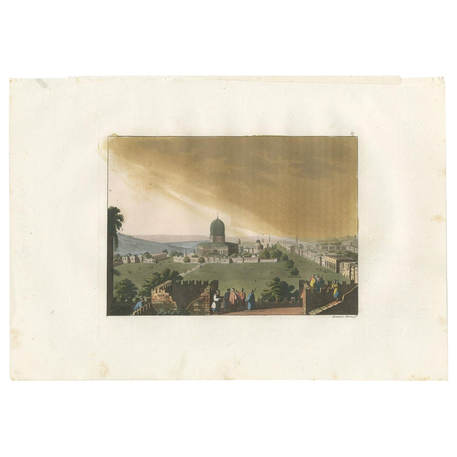 Antique Print of a Mosque of Solomon's Temple by Ferrario '1831'