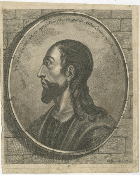 Copper Engraved Portrait of Jesus Christ by Robert Brichet, around 1800, view 3