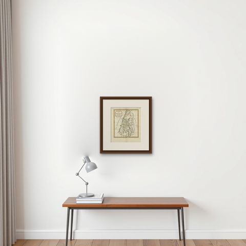 Antique Map of the Holy Land by Delamarche, 1806, shown framed on a wall, true to size
