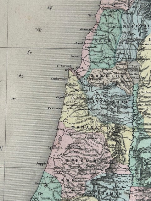 Palestine: Tribes & Maccabees, Antique Map by Migeon, Paris, 1892, view 6