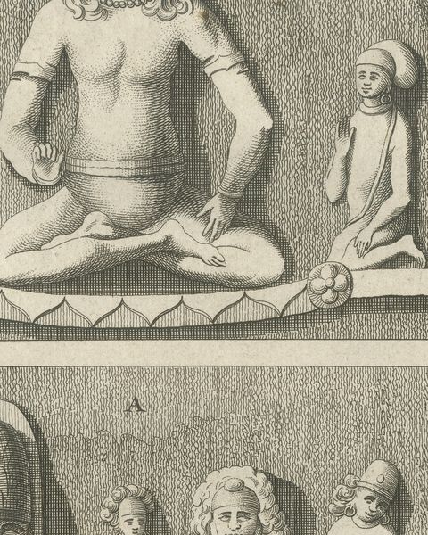 Elephanta Cave Sculptures at Stations 6 and 12, Antique Print, 1780, close-up 3
