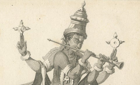 Unique 1806 Buddha Vishnu Avatar Antique Print, Hindu Engraving Collectible, close-up 4