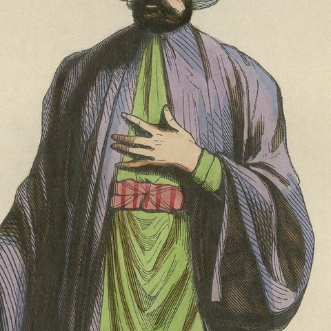 Turkish Religious Scholar, Antique Ottoman Costume Lithograph, c.1852, close-up 6