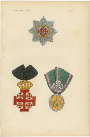 Holy Land and Tunis, Jerusalem Cross and Tunisian Badge, Plate LXXXII, 1844, view 2