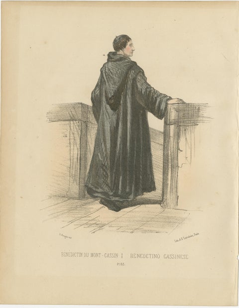 Bénédictin du Mont-Cassin, a 1862 Litho of a Monk of Monte Carlo, view 2