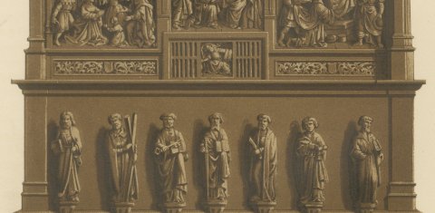 Carved Oak Retable from Saint Bavon, Ghent, Life of the Virgin, 1851, close-up 3