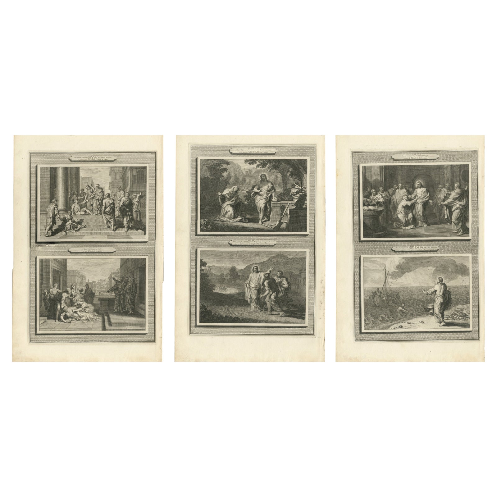 Life of Christ and the Apostles, Six Gospel Scenes, Mortier Engravings ca.1700