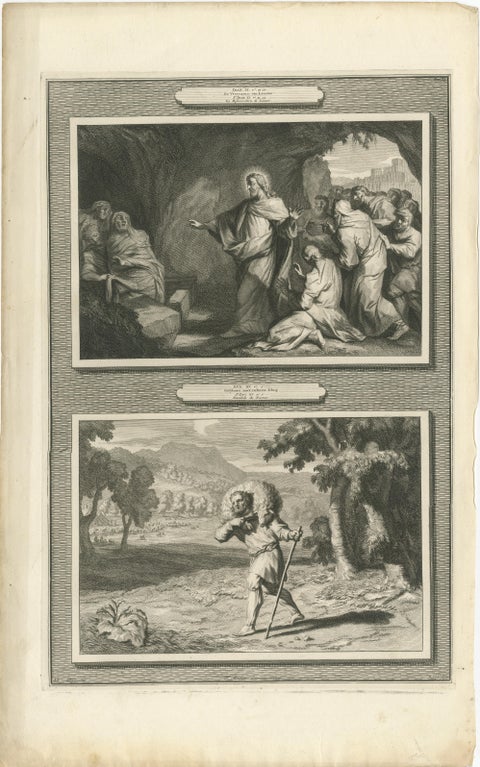 Dutch Baroque Biblical Engravings, 3 Double-Scene Plates by Pieter Mortier, 1700, view 3