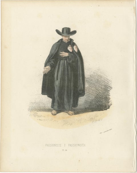 Passioniste, 1862 Hand-Colored Lithograph of a Passionist Monk, view 2