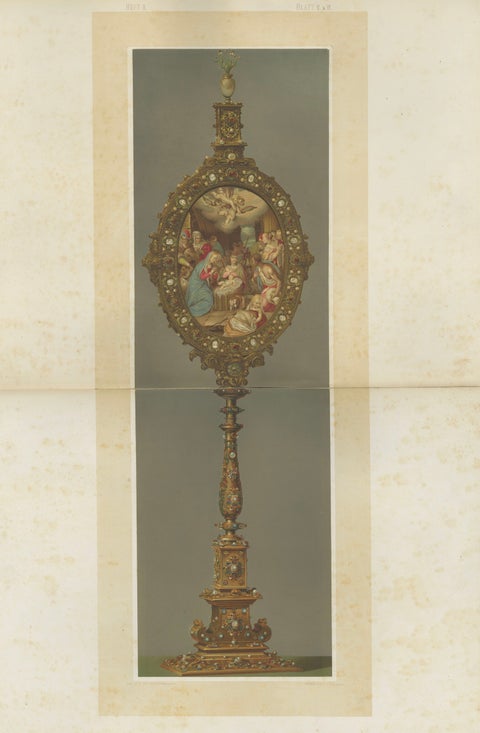 Antique Chromolithograph Monstrance Reiche Kapelle Munich Sacred Object, 1874, close-up 1