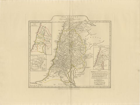 Antique Map of Biblical Palestine, Holy Land & Jerusalem Insets, c.1818, view 2