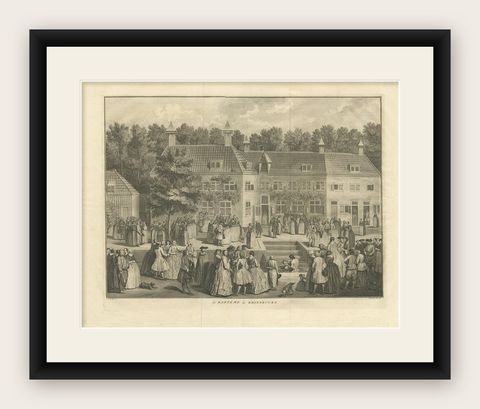 Antique Print of the Baptism of Christians by Bernaerts, 1736, shown framed