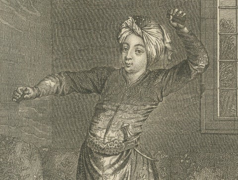 Ottoman Rituals and Dancers, 1734 Engraving of Turkish Love, Ceremony and Dance, close-up 4