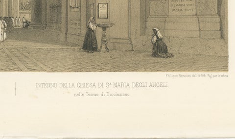 Rome Church Interior, Santa Maria degli Angeli, Benoist 1869, close-up 5