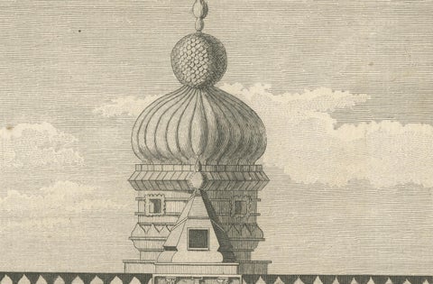 Original Engraving of Hindu Pagoda on Malabar Coast, Antique Temple Print, 1806, close-up 3