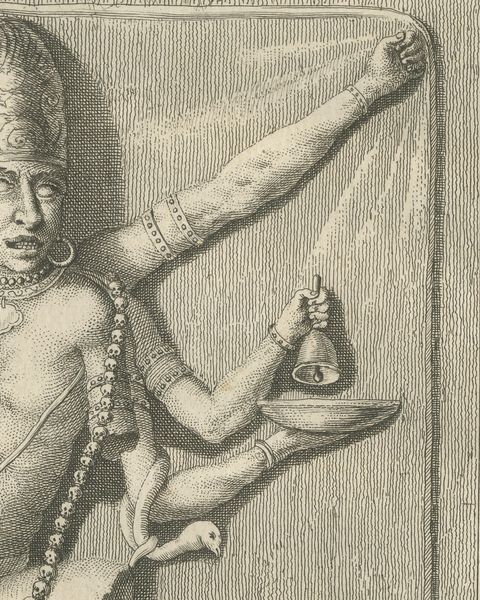 Elephanta Cave Sculpture at Station 9, Antique Niebuhr Print, 1780, close-up 2