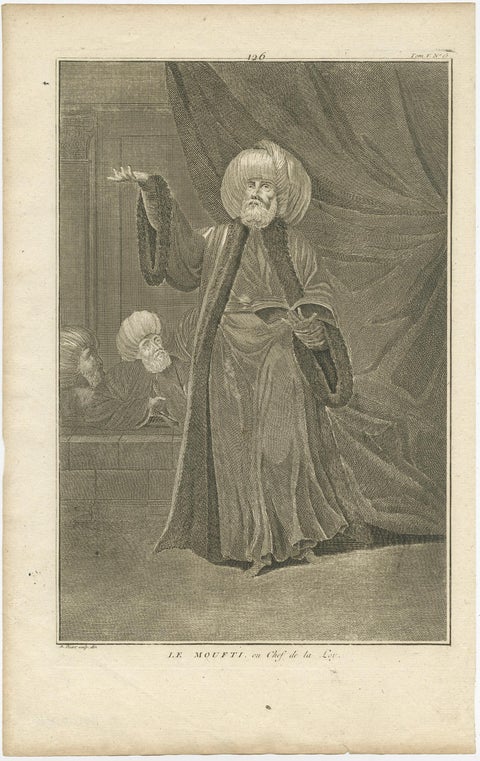 Print of a Mufti or Sunni Islamic Scholar, an Interpreter of Islamic Law, c.1725, view 2