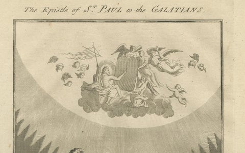 St. Paul to Galatians, Rejecting Mosaic Law, Antique Engraving c.1735, close-up 4