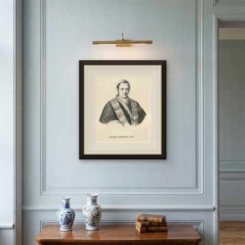 Pope Gregory XVI, Antique Lithograph Portrait, circa 1831, shown framed on a wall, true to size
