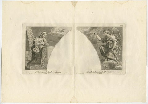 Scarce Engraved Plate Showing the Holy Virgin and the Archangel Gabriel, 1762, view 2