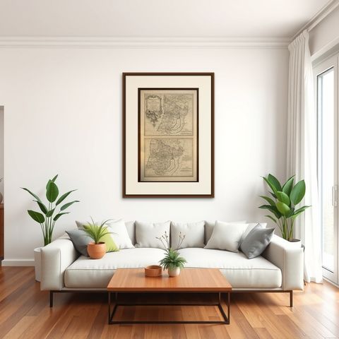 Antique Holy Land Map, Terrae Sanctae Tabula, Guillaume De L’Isle, 1782, shown framed in a room, true to size