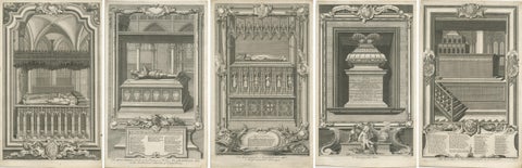 Westminster Abbey Monuments, Five English Engravings after Gravelot c.1730, view 8