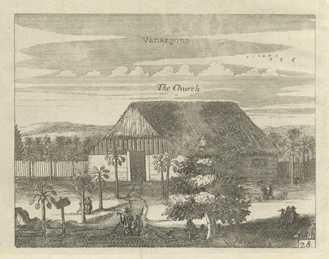 Antique Print of various Churches on Ceylon or Nowadays Sri Lanka, 1704, close-up 3