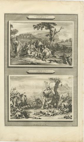 Death of Antiochus and Eleazar Slays the War Elephant, Mortier, circa 1700
