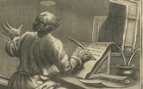 Epistle to the Hebrews Engraving, Paul, Law & Gospel Allegory c.1735, close-up 3