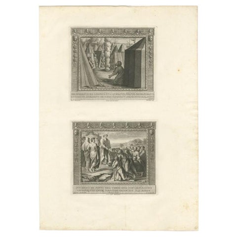 Antique Religion Print Depicting Moses Descending from Mount Sinai, C.1850, view 2