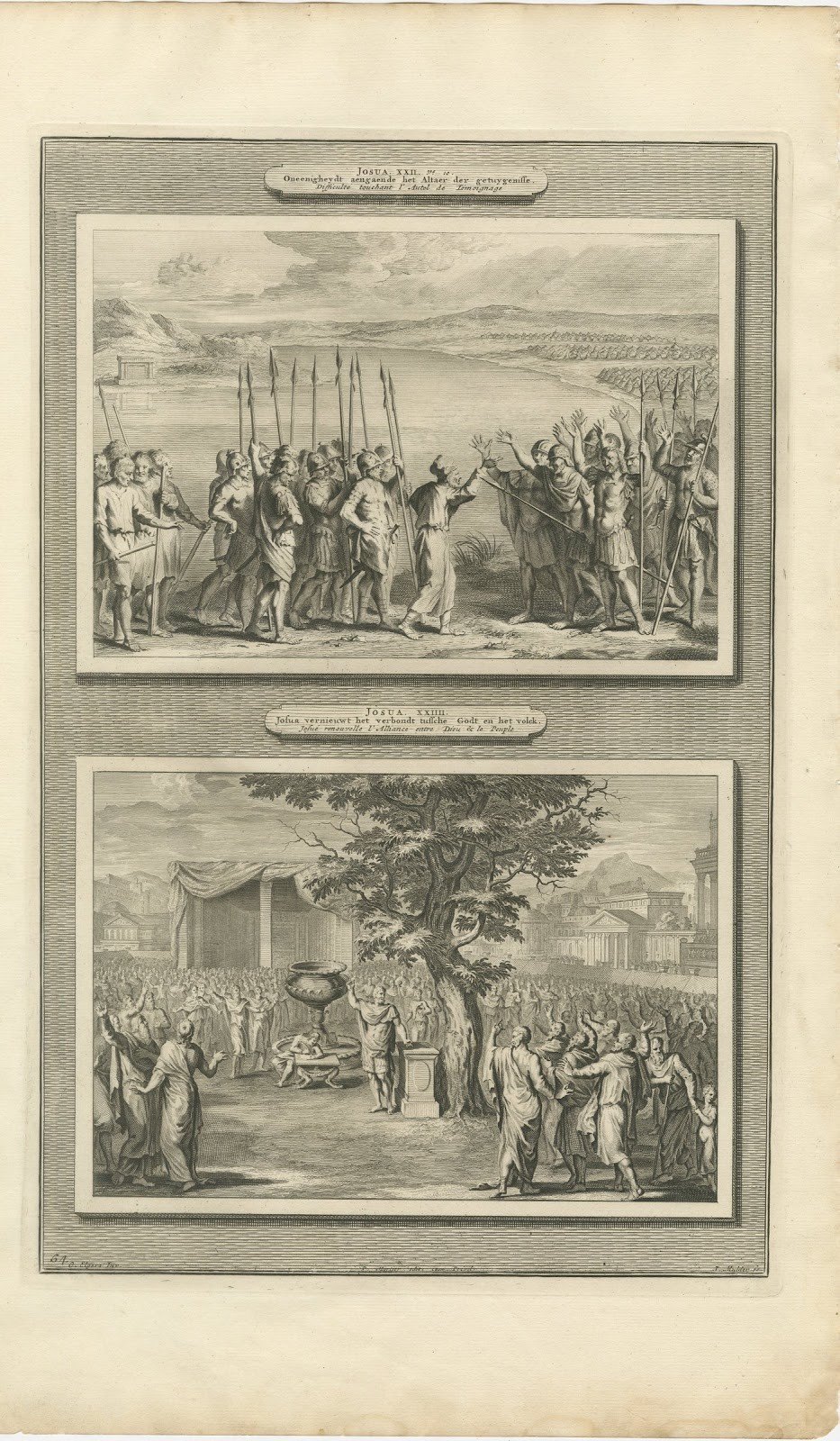 The Altar of Witness and Joshua Renews the Covenant, Mortier Bible circa 1700