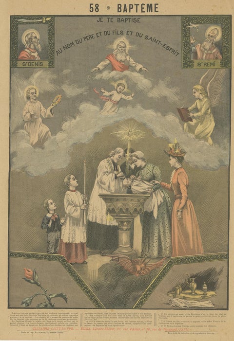 Antique Print of Baptism by Mouterde, circa 1900, view 2