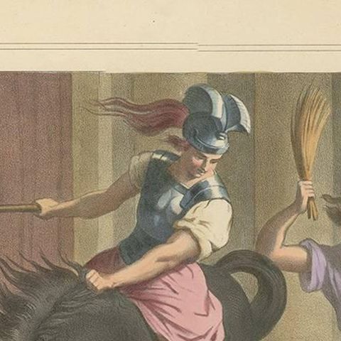 Religious Print "No.26" Expulsion of Heliodorus from the Temple, circa 1840, close-up 1