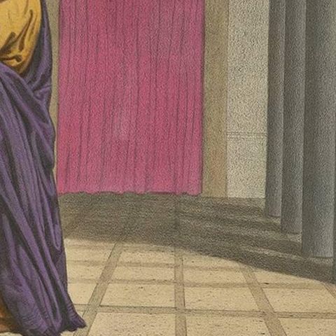Antique Religious Print 'No. 16' The Pharisee and the Publican, circa 1840, close-up 2