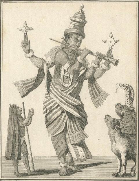 Unique 1806 Buddha Vishnu Avatar Antique Print, Hindu Engraving Collectible, close-up 5