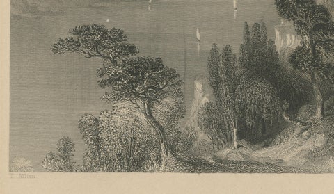 Antique Constantinople Print, Allom St George Monastery Princes Islands, ca.1838, close-up 5